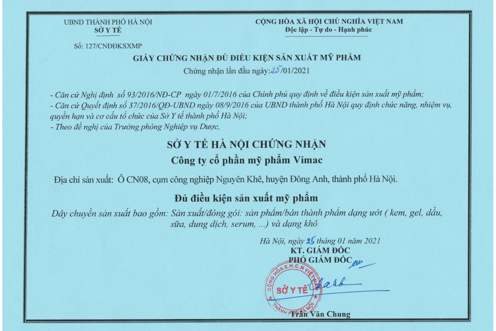 Chứng nhận đủ điều kiện sản xuất mỹ phẩm