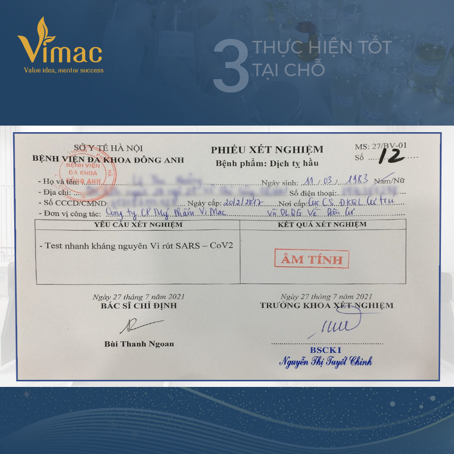 Thực hiện 3 tại chỗ tại nhà máy sản xuất mỹ phẩm vimac 1